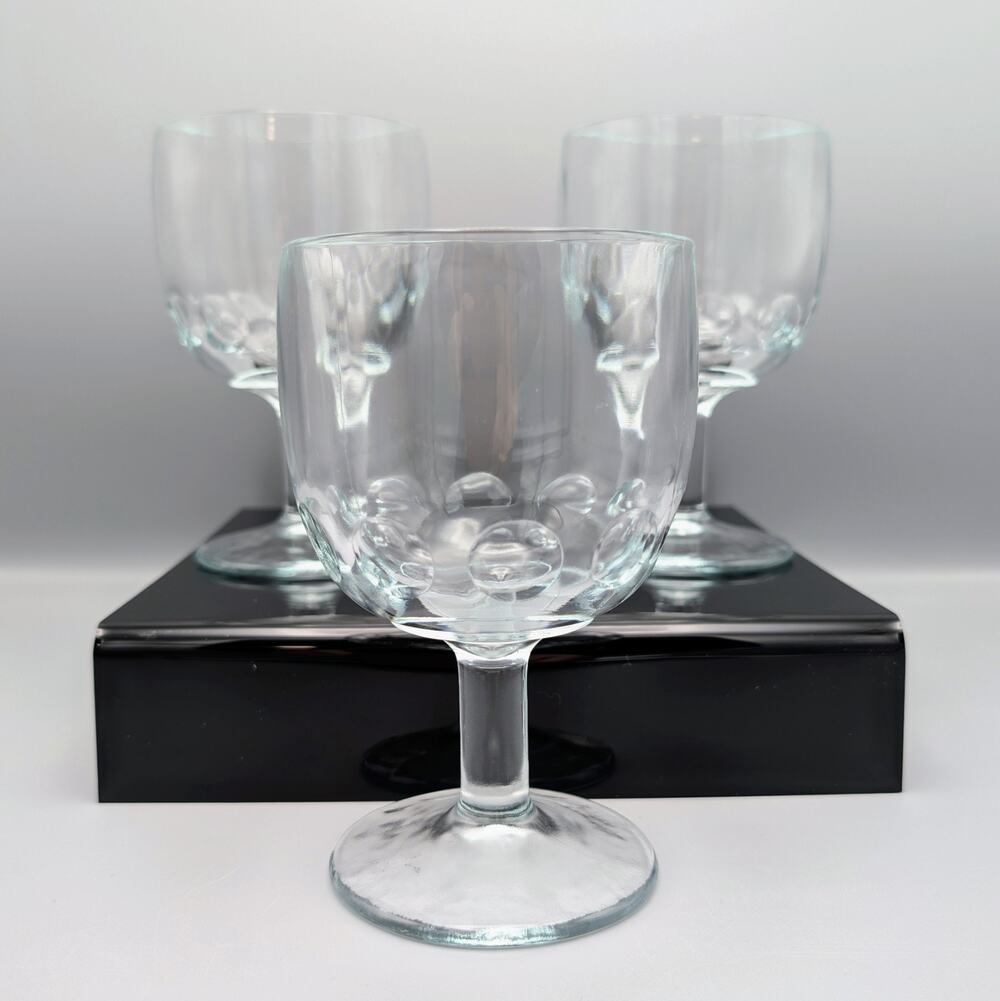 Vintage Bartlett Collins Btc8 Clear Thumbprint Water Goblets 6.25" Set of 3 MCM